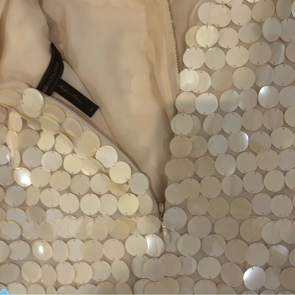 BCBGMaxAzria size 2 womens Sequin Sleeveless Dress cream white luxury - Picture 7 of 8